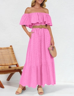 Foto 6 | Foto 6 | Vestido Zesica 2025 Para Verano, Con Hombros Descubiertos, Bordado Con Volantes, Rosa - Venta Internacional.