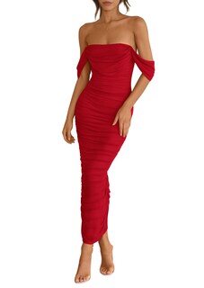 Foto 1 | Foto 1 | Vestido Prettygarden Para Mujer, Verano 2025, Con Hombros Descubiertos, Rojo - Venta Internacional.