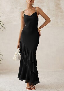 Foto 5 | Foto 5 | Vestido Largo Prettygarden 2025, Verano, Estampado Floral Escalonado, Negro, Talla M - Venta Internacional.