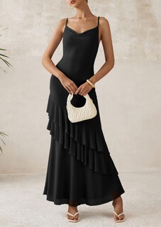 Foto 7 | Foto 7 | Vestido Largo Prettygarden 2025, Verano, Estampado Floral Escalonado, Negro, Talla M - Venta Internacional.