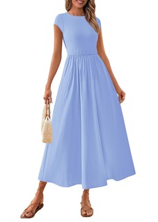 Foto 1 | Foto 1 | Vestido Prettygarden Para Mujer, Casual, Verano 2025, Maxi, Azul Claro - Venta Internacional.