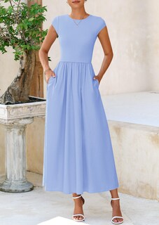 Foto 7 | Foto 7 | Vestido Prettygarden Para Mujer, Casual, Verano 2025, Maxi, Azul Claro - Venta Internacional.