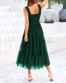Foto 3 | Foto 3 | Vestido Btfbm Para Mujer De Verano 2025, Sin Mangas, Cuello Cuadrado, Midi - Venta Internacional.