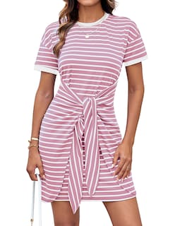 Foto 1 | Foto 1 | Vestido Casual Grace Karin Vestido Tipo Camiseta A Rayas Rosa Para Mujer - Venta Internacional.