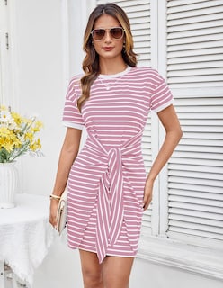 Foto 2 | Foto 2 | Vestido Casual Grace Karin Vestido Tipo Camiseta A Rayas Rosa Para Mujer - Venta Internacional.