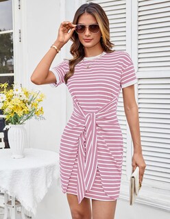 Foto 3 | Foto 3 | Vestido Casual Grace Karin Vestido Tipo Camiseta A Rayas Rosa Para Mujer - Venta Internacional.