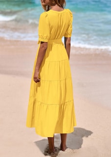 Foto 2 | Foto 2 | Vestido Midi Prettygarden Para Mujer, Verano 2025, Cuello En V Con Bolsillos - Venta Internacional.