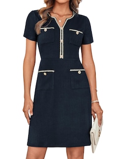 Foto 1 | Foto 1 | Vestido Grace Karin Con Cuello En V, Punto En A, Línea A, Azul Marino Para Mujer - Venta Internacional.