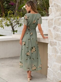 Foto 5 | Foto 5 | Vestido Largo Anrabess Con Estampado Floral, Cuello En V, Manga Corta, Gasa - Venta Internacional.