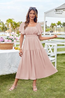 Foto 4 | Foto 4 | Vestido Grace Karin Para Mujer, Manga Corta, Corte En A, Rosa - Venta Internacional.