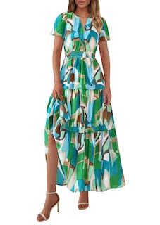 Foto 1 | Foto 1 | Vestido Largo Prettygarden Para Mujer, Verano 2025, Estilo Bohemio, Floral, Verde - Venta Internacional.