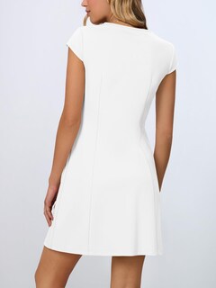Foto 4 | Foto 4 | Vestido Merokeety Para Mujer, Cuello En V, Oficina De Negocios, Beige, Talla M - Venta Internacional.