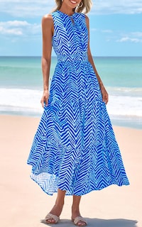 Foto 4 | Foto 4 | Vestido Prettygarden Sin Mangas Con Cuello En V Para Invitados De Boda, Azul Xl - Venta Internacional.