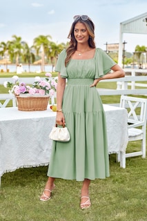 Foto 4 | Foto 4 | Vestido Grace Karin De Verano Con Cuello Cuadrado Y Manga Corta Verde Xxl - Venta Internacional.