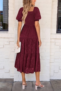 Foto 2 | Foto 2 | Vestido Midi Prettygarden Para Mujer, Verano 2025, Estampado Floral, Rojo Vino - Venta Internacional.