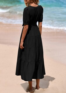 Foto 2 | Foto 2 | Vestido Midi Prettygarden 2025 Con Cuello En V Y Manga Corta Con Bolsillos - Venta Internacional.