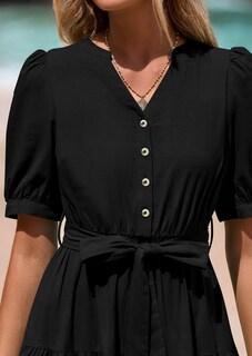 Foto 5 | Foto 5 | Vestido Midi Prettygarden 2025 Con Cuello En V Y Manga Corta Con Bolsillos - Venta Internacional.