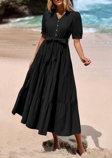 Foto 7 | Foto 7 | Vestido Midi Prettygarden 2025 Con Cuello En V Y Manga Corta Con Bolsillos - Venta Internacional.