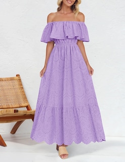Foto 4 | Foto 4 | Vestido Zesica A Media Pierna Con Volantes Y Hombros Descubiertos Para Verano 2025 - Venta Internacional.