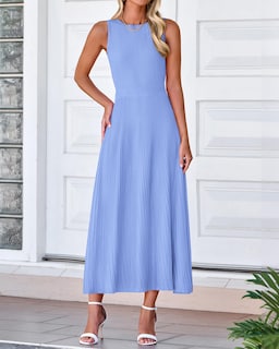 Foto 2 | Foto 2 | Vestido Sin Mangas Midi Bodycon Btfbm De Punto Acanalado De Verano Sin Mangas - Venta Internacional.