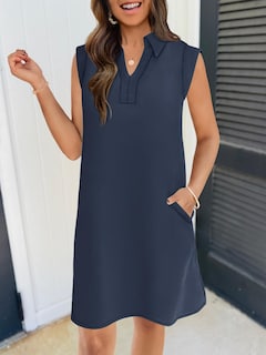 Foto 4 | Foto 4 | Vestido Merokeety 2025 De Verano De Manga Corta Con Cuello En V Azul Marino Para Mujer - Venta Internacional.