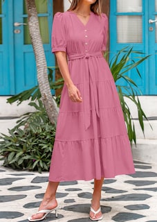 Foto 7 | Foto 7 | Vestido Midi Prettygarden Para Mujer, Verano 2025, Cuello En V, Con Volantes - Venta Internacional.