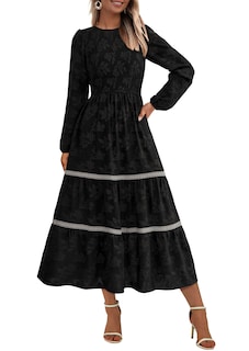 Foto 1 | Foto 1 | Vestido Midi Prettygarden De Manga Larga Con Estampado Floral Fruncido Para Mujer - Venta Internacional.
