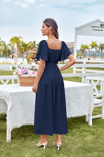 Foto 6 | Foto 6 | Vestido Grace Karin De Verano Con Cuello Cuadrado Y Manga Corta Azul Marino M - Venta Internacional.
