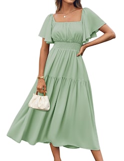 Foto 1 | Foto 1 | Vestido Grace Karin De Verano Con Mangas Con Volantes, Verde Fruncido, Para Mujer - Venta Internacional.