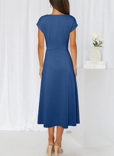 Foto 2 | Foto 2 | Vestido Midi Happy Sailed, Manga Corta, Cuello Vuelto, Azul Marino - Venta Internacional.