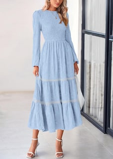 Foto 3 | Foto 3 | Vestido Midi Prettygarden De Manga Larga Con Estampado Floral Fruncido Para Mujer - Venta Internacional.