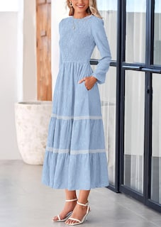Foto 4 | Foto 4 | Vestido Midi Prettygarden De Manga Larga Con Estampado Floral Fruncido Para Mujer - Venta Internacional.