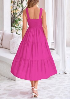 Foto 2 | Foto 2 | Vestido Prettygarden Para Mujer, Midi, Fruncido, De Verano, Rosa Y Rojo, Xxl - Venta Internacional.