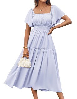 Foto 1 | Foto 1 | Vestido De Verano Grace Karin Con Mangas Con Volantes Y Cuello Cuadrado Morado - Venta Internacional.