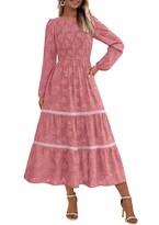 Vestido Midi Prettygarden De Manga Larga Con Estampado Floral Fruncido Para Mujer - Venta Internacional.