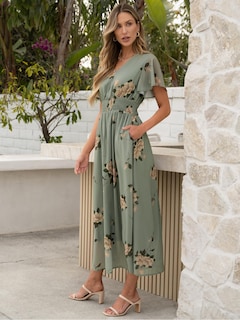 Foto 4 | Foto 4 | Vestido Largo Anrabess Con Estampado Floral, Cuello En V, Manga Corta, Gasa - Venta Internacional.