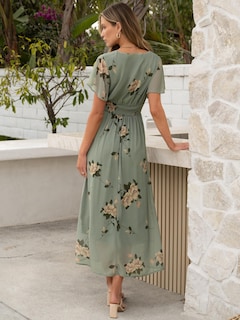 Foto 5 | Foto 5 | Vestido Largo Anrabess Con Estampado Floral, Cuello En V, Manga Corta, Gasa - Venta Internacional.