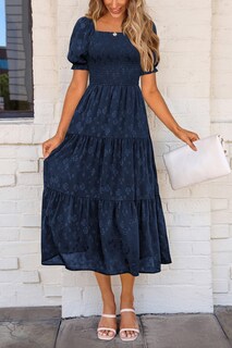 Foto 3 | Foto 3 | Vestido Midi Prettygarden Para Mujer, Verano 2025, Floral, Azul Oscuro - Venta Internacional.