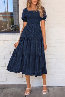 Foto 4 | Foto 4 | Vestido Midi Prettygarden Para Mujer, Verano 2025, Floral, Azul Oscuro - Venta Internacional.