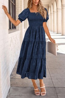 Foto 5 | Foto 5 | Vestido Midi Prettygarden Para Mujer, Verano 2025, Floral, Azul Oscuro - Venta Internacional.