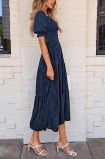 Foto 7 | Foto 7 | Vestido Midi Prettygarden Para Mujer, Verano 2025, Floral, Azul Oscuro - Venta Internacional.