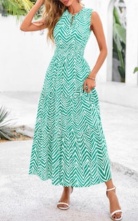Foto 3 | Foto 3 | Vestido Prettygarden Sin Mangas Con Cuello En V Para Invitados De Boda, Color Verde Xl - Venta Internacional.