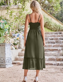 Foto 5 | Foto 5 | Vestido Largo Grace Karin Sin Mangas Con Cuello Cuadrado Verde Oliva - Venta Internacional.