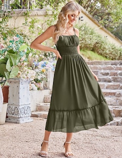 Foto 6 | Foto 6 | Vestido Largo Grace Karin Sin Mangas Con Cuello Cuadrado Verde Oliva - Venta Internacional.