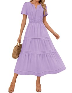 Foto 1 | Foto 1 | Vestido Zesica Casual De Verano A Media Pierna Para Mujer, Color Morado, Talla M - Venta Internacional.