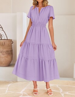 Foto 2 | Foto 2 | Vestido Zesica Casual De Verano A Media Pierna Para Mujer, Color Morado, Talla M - Venta Internacional.