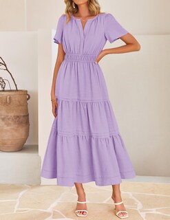 Foto 3 | Foto 3 | Vestido Zesica Casual De Verano A Media Pierna Para Mujer, Color Morado, Talla M - Venta Internacional.