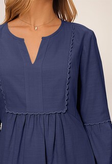 Foto 5 | Foto 5 | Vestido Midi Merokeety Para Mujer, Manga 3/4, Cuello En V, Azul Marino Fluido - Venta Internacional.