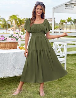 Foto 4 | Foto 4 | Vestido Largo Grace Karin Para Mujer, Casual, De Verano, Verde Militar - Venta Internacional.