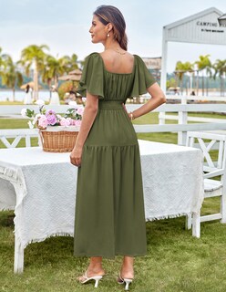Foto 7 | Foto 7 | Vestido Largo Grace Karin Para Mujer, Casual, De Verano, Verde Militar - Venta Internacional.